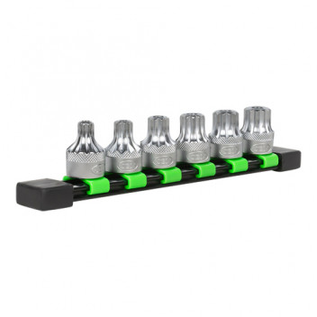 6-PIECE SET OF 12-POINT TAMPER-PROOF XZN BITS WITH 1/2 SOCK"