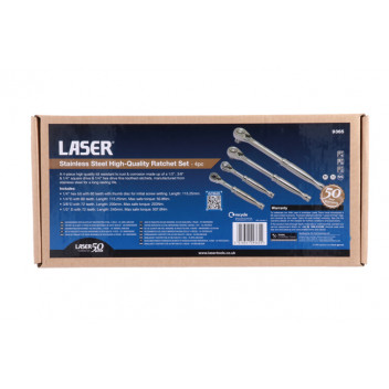 LASER Stainless Steel High-Quality Ratchet Set 4pc - 50th An