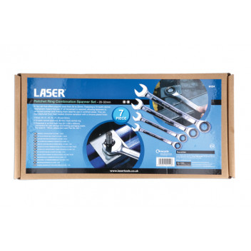 LASER Ratchet Ring Combination Spanner Set 20-32mm 7pce
