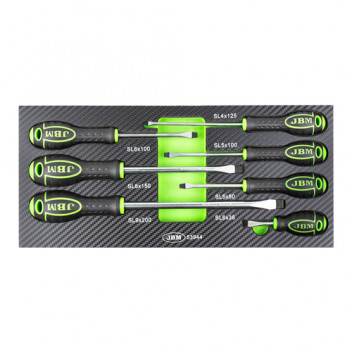 Set Of 7 Flat Head Screwdrivers Eva Tray - Carbon Finish